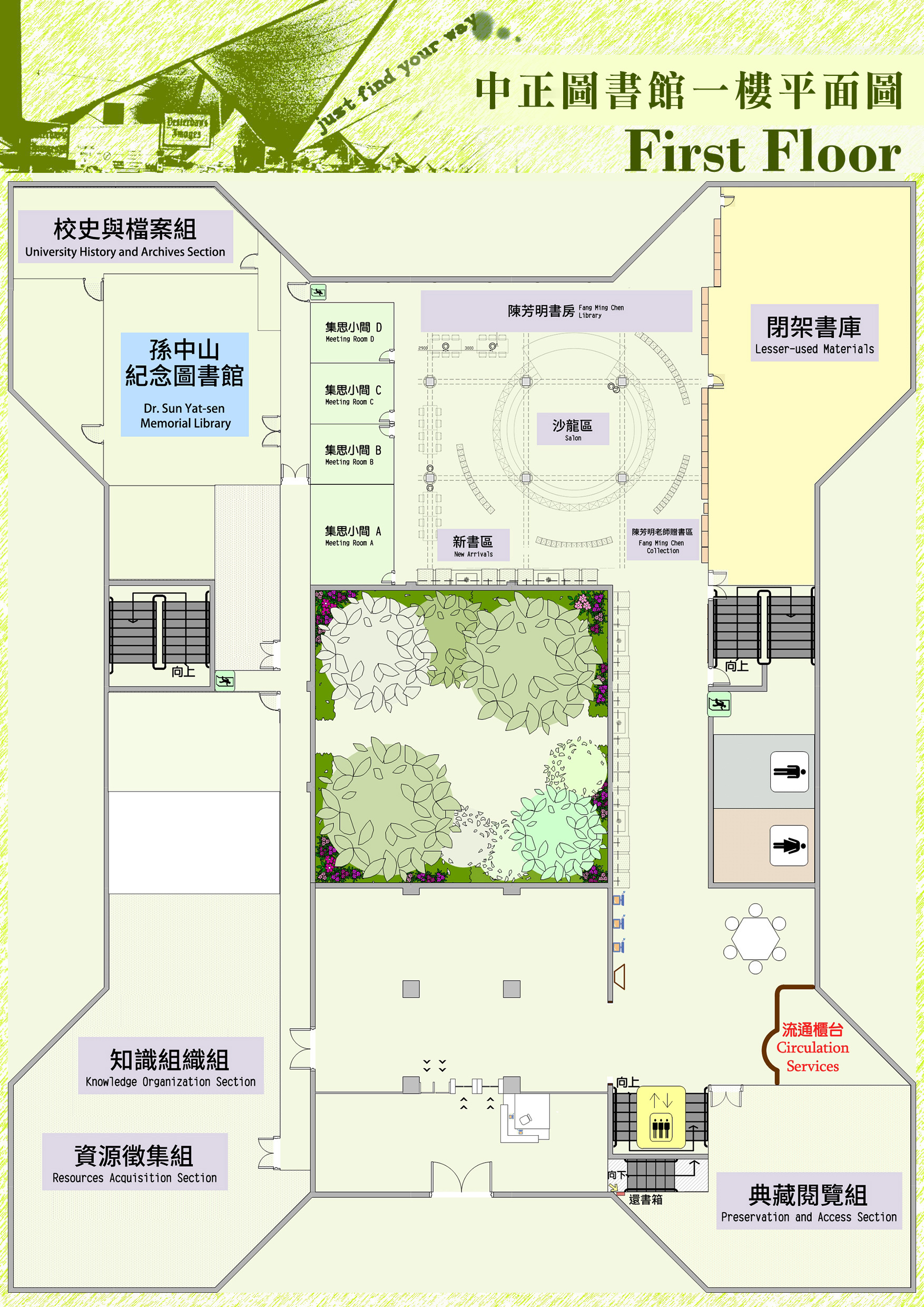 中正圖書館1樓平面圖